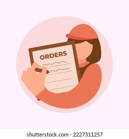 Cute adorable cartoon cafe happy coffee barista girl illustration for sticker icon mascot and logo