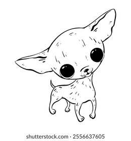 A Cute and Adorable Cartoon Chihuahua Illustration Featuring Big, Expressive Eyes