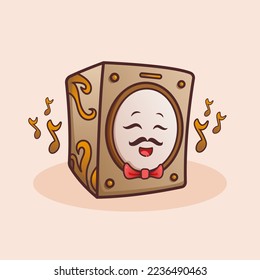 Cute adorable cartoon classic music loudspeaker illustration for sticker icon mascot and logo