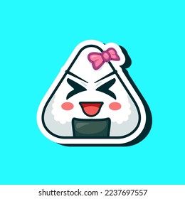 Cute adorable cartoon delicious japan sushi rice food illustration for sticker icon mascot logo