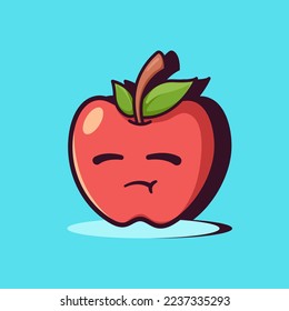 Cute adorable cartoon fresh red apple fruit illustration for sticker icon mascot and logo emoticon