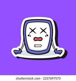 Cute adorable cartoon happy fun robot smart phone android illustration for sticker icon mascot logo