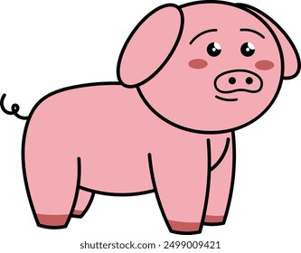 Cute and Adorable Cartoon Illustration of Piglets