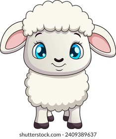 Cute and adorable cartoon illustration of a sheep