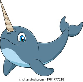 Cute and adorable cartoon narwhal vector