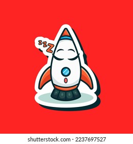 Cuidada y adorable robot de dibujos animados tecnología volador astronauta ilustración de cohete para icono de pegatina logotipo de mascota