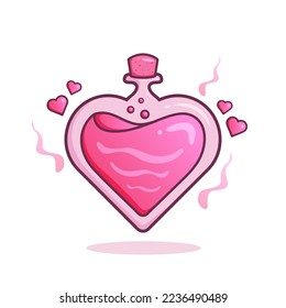 Cute adorable cartoon romantic pink love potion illustration for sticker icon mascot and logo