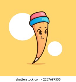 Cute adorable cartoon stationery yellow pen pencil boy illustration for sticker icon mascot and logo