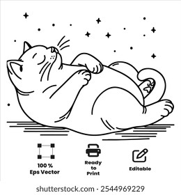 Cute Adorable Cat Coloring pages for kids coloring Book, Hand drawn bold line art, sketch coloring Activity book  vector illustration