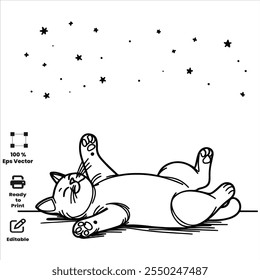 Gato adorable lindo para colorear para los niños Libro para colorear, dibujado a mano arte de línea audaz, dibujo para colorear Libro de actividad Ilustración vectorial