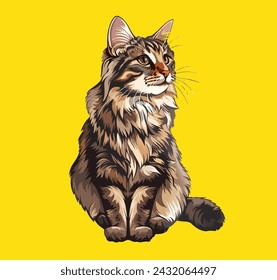 Cute Adorable Cat Sticker vector file