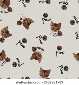 cute and adorable cats seamless pattern