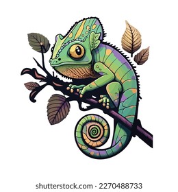 cute and adorable chameleon cartoon