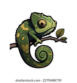 cute and adorable chameleon cartoon