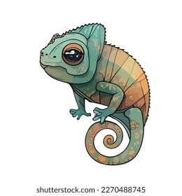 cute and adorable chameleon cartoon