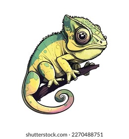 cute and adorable chameleon cartoon