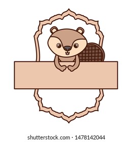 cute and adorable chipmunk with frame
