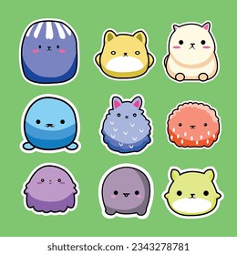 cute adorable chubby animals cartoon sticker set of 9 for children toys