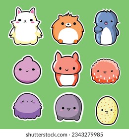 cute adorable chubby animals cartoon sticker set of 9 for children toys