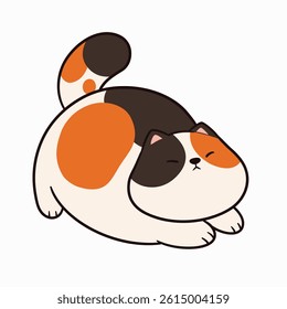 Cute and adorable chubby cat illustration