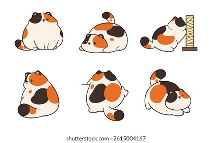 Cute and adorable chubby cat illustration