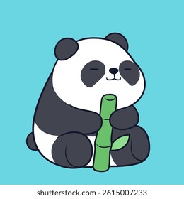 Cute and adorable chubby panda illustration