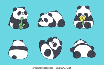Cute and adorable chubby panda illustration