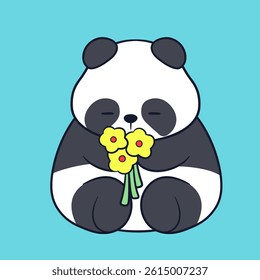Cute and adorable chubby panda illustration