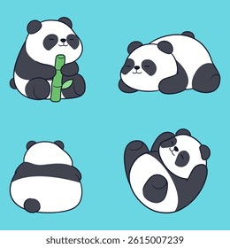 Cute and adorable chubby panda illustration