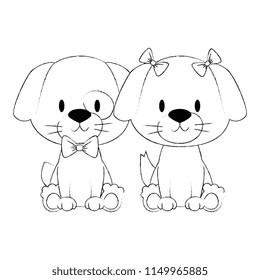 cute and adorable couple dog characters
