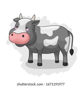 Cute And Adorable Cow standing up. Vector Illustration