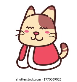 Cute Adorable Cozy Relax Sleep Brown Cat With Red Blanket cartoon doodle vector illustration flat design style