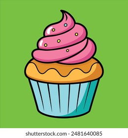 Cute Adorable Cupcake Colorful Clean Vector Illustration