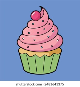 Cute Adorable Cupcake Colorful Enjoy Galaxy Vector Illustration