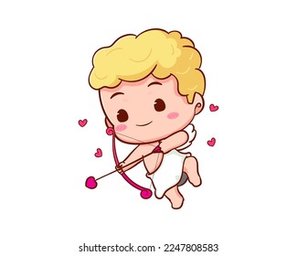 Cute Adorable Cupid cartoon character. Amur babies, little angels or god eros. Valentines day concept design. Adorable angel in love. Kawaii chibi vector character. Isolated white background. svg