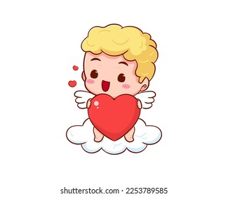 Cute Adorable Cupid cartoon character. Amur babies, little angels or god eros. Valentines day concept design. Adorable angel in love. Kawaii chibi vector character. Isolated white background.