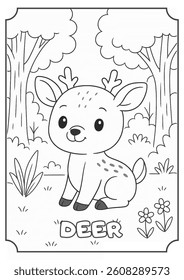 cute and adorable deer themed coloring book