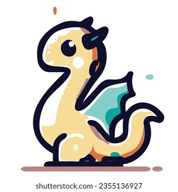 cute and adorable dragon in yellow blue color