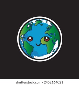 cute adorable earth sticker for science project and learning kids