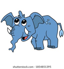 cute and adorable elephant animals. vector illustration of cartoon doodle sticker draw