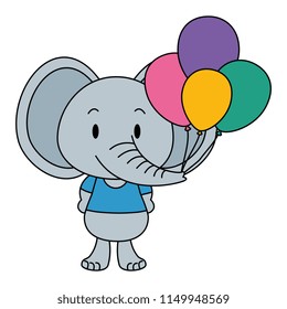 cute and adorable elephant with balloons helium