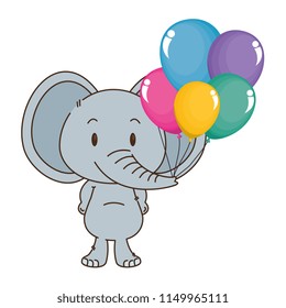 cute and adorable elephant with balloons helium