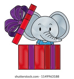 cute and adorable elephant in gift