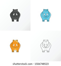 Cute and adorable fat rhino image graphic icon logo design abstract concept vector stock. Can be used as a symbol associated animal or cartoon.