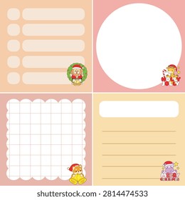 Cute adorable four models of sticky notes animal series christmas theme with lion in the door Decoration and Shiba inu bring bells