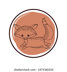 cute and adorable fox with circular frame