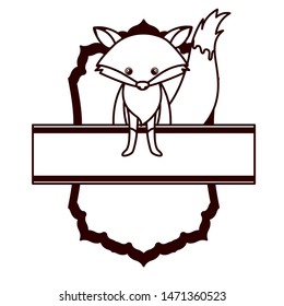 cute and adorable fox with frame