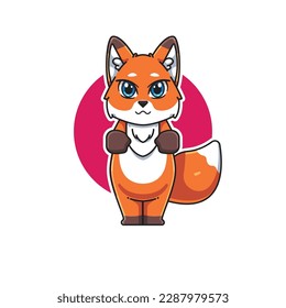 ilustración vectorial del personaje de dibujos animados de zorro adorable y lindo
