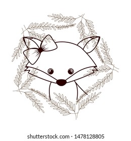cute and adorable fox with wreath