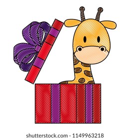 cute and adorable giraffe in gift